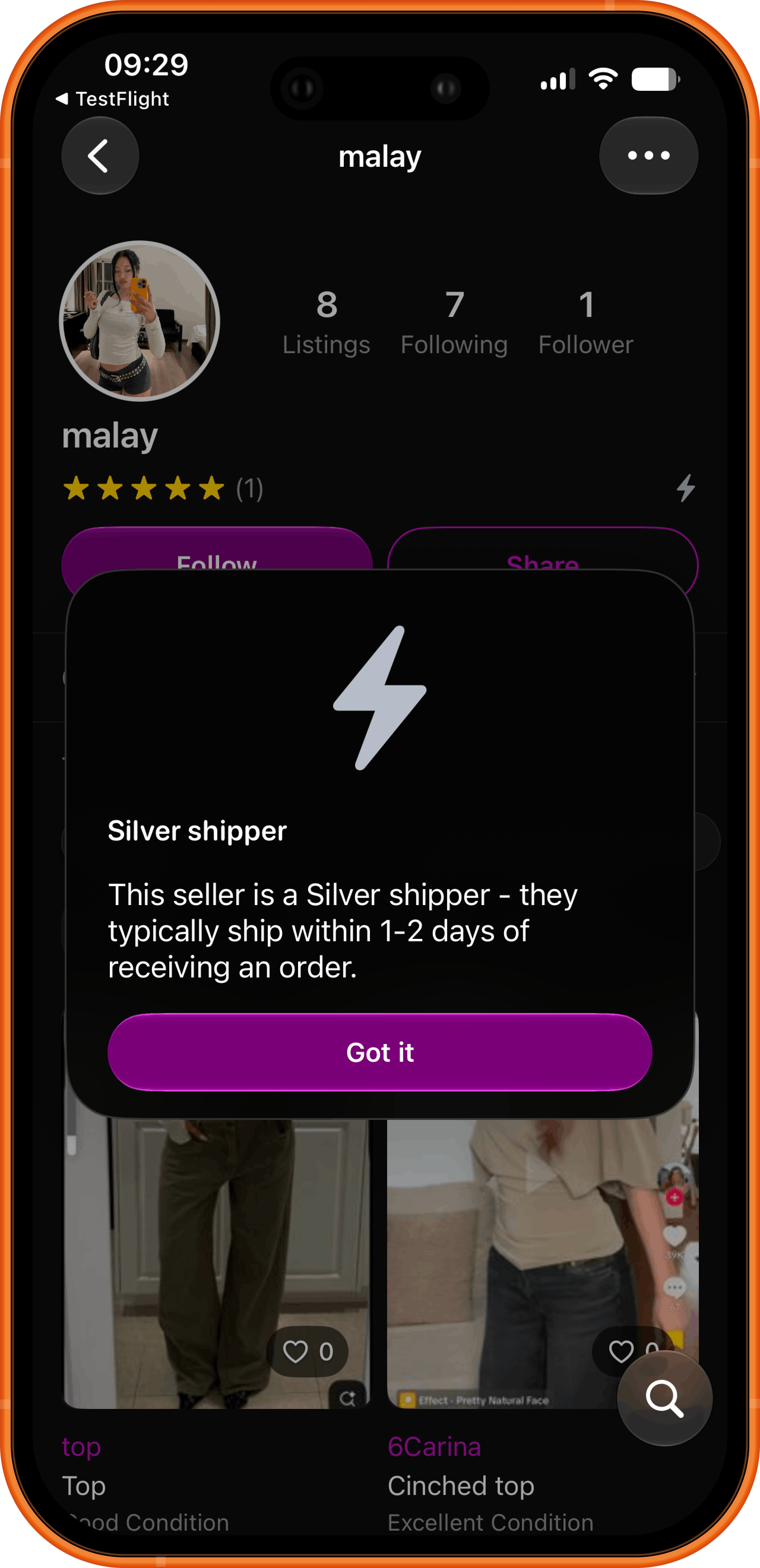 Wearhouse Silver shipper badge